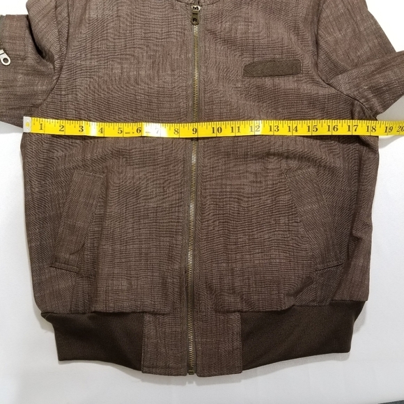 LARRY Levine Stretch brown lightweight zip up medium jacket with pockets - Picture 4 of 10